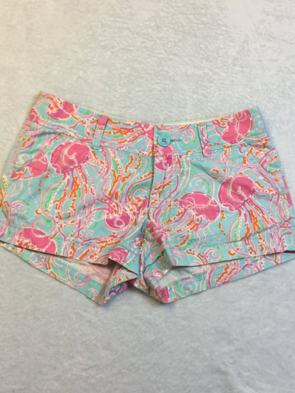 LILLY PULITZER The Walsh Shorts Size 00 Womans Blue Pink Jellyfish Preppy Beach